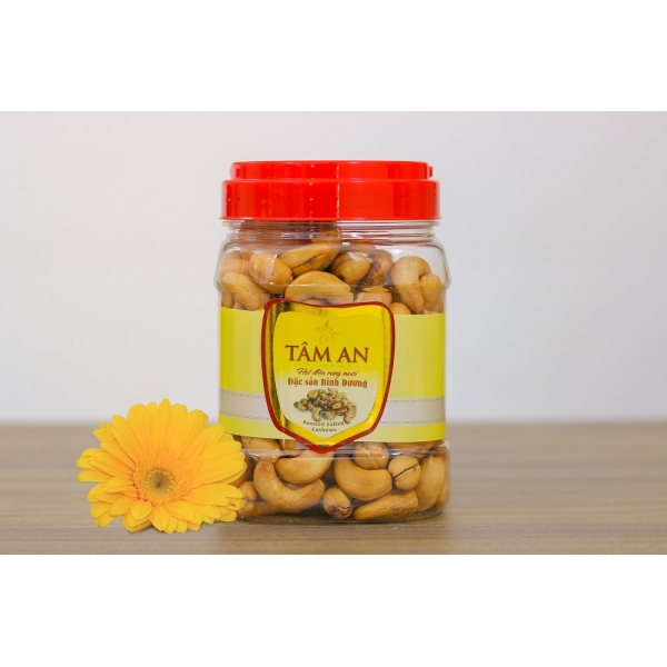 Hạt Điều Rang Muối Tách Vỏ Hủ Nhựa Nắp Quay Đỏ Hộp  500g